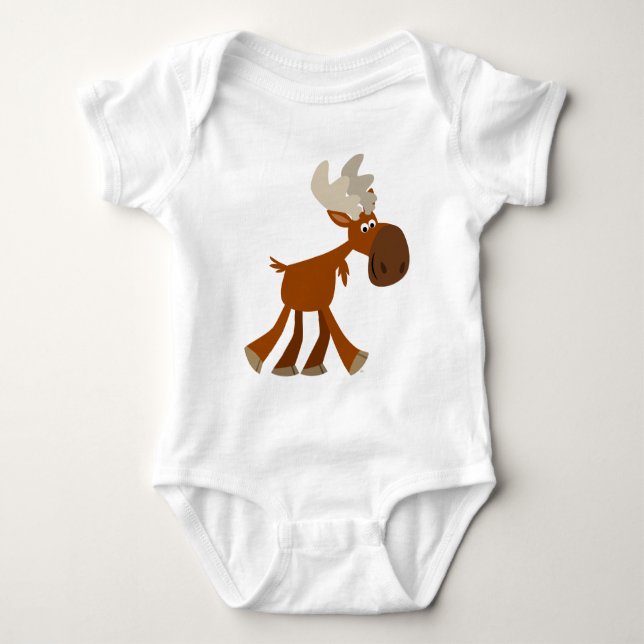 Niedlich Happy Cartoon Moose Baby Bekleidung Baby Strampler (Vorderseite)