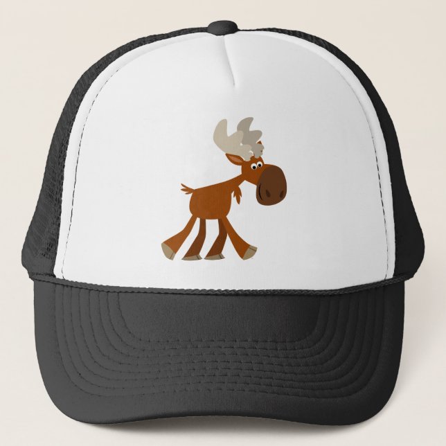 Niedlich Happy Cartoon Moose Trucker Hat Truckerkappe (Vorderseite)