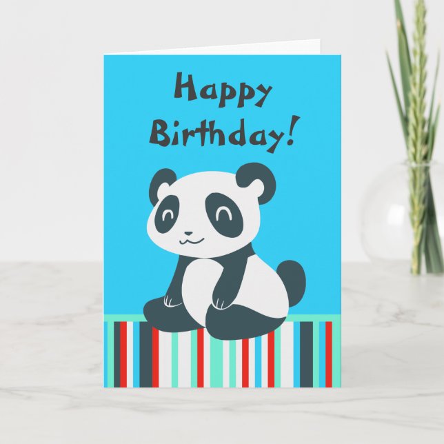 Niedlich Happy Cartoon Panda Karte (Vorderseite)