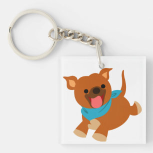 Niedlich Happy Cartoon Staffie Acrylic Schlüsselan Schlüsselanhänger