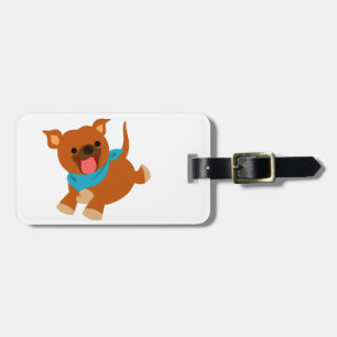 Niedlich Happy Cartoon Staffie Gepäckstück Tag Gepäckanhänger