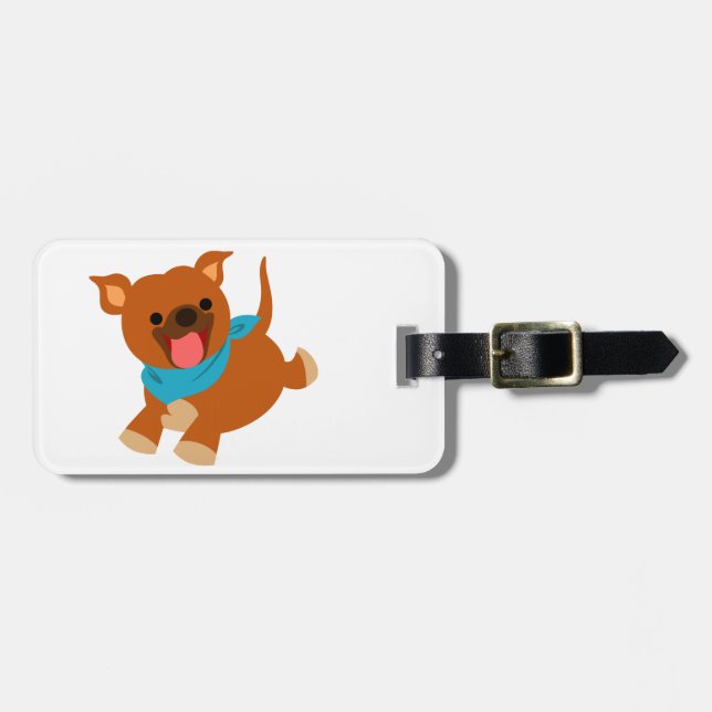 Niedlich Happy Cartoon Staffie Gepäckstück Tag Gepäckanhänger (Vorderseite horizontal)
