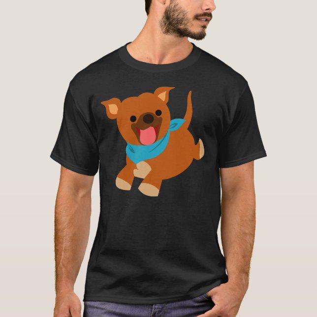 Niedlich Happy Cartoon Staffie T - Shirt (Vorderseite)