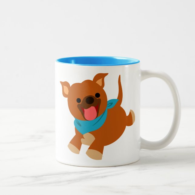 Niedlich Happy Cartoon Staffie Tasse (Rechts)
