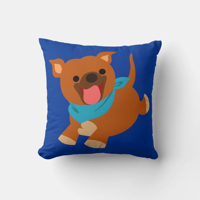 Niedlich Happy Cartoon Staffie Throw Kissen (Vorderseite)