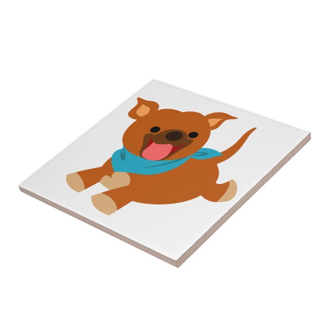 Niedlich Happy Cartoon Staffie Tile Fliese (Seite)