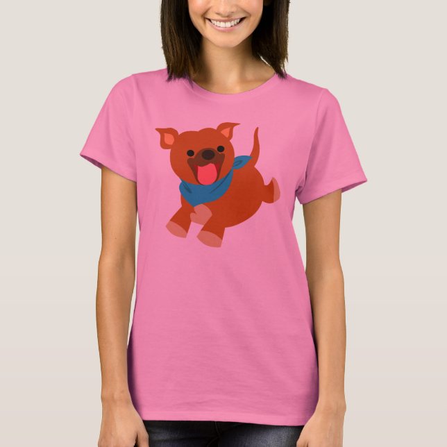 Niedlich Happy Cartoon Staffie Women T - Shirt (Vorderseite)