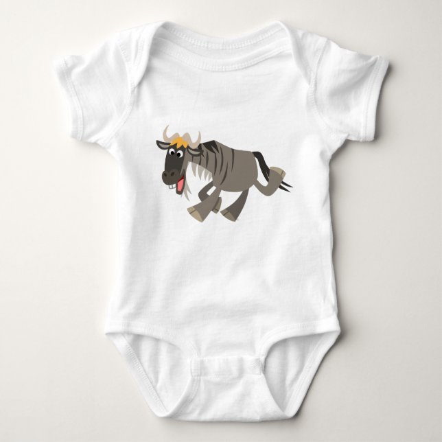 Niedlich Happy Cartoon Wildebeest Baby Strampler (Vorderseite)