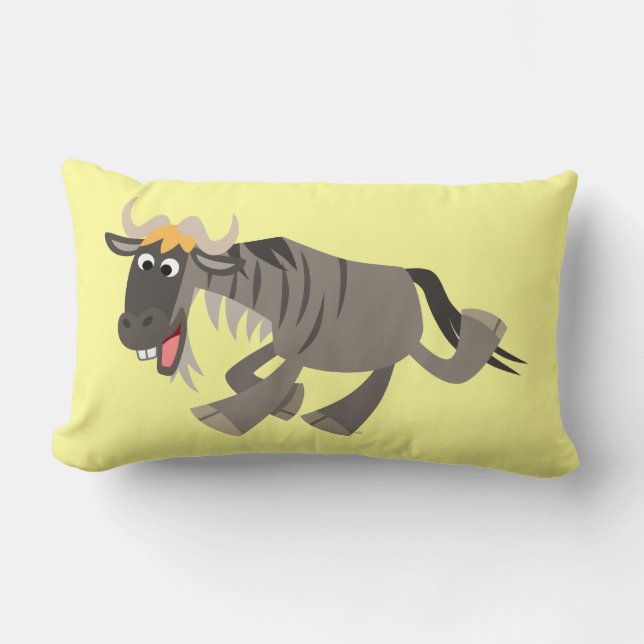 Niedlich Happy Cartoon Wildebeest Kissen (Vorderseite)