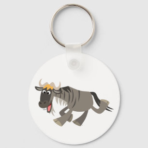 Niedlich Happy Cartoon Wildebeest Schlüsselanhänge Schlüsselanhänger