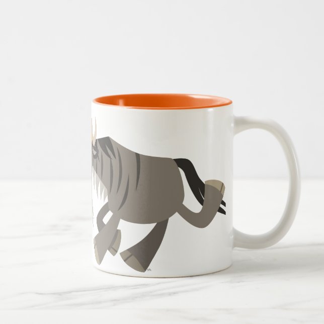 Niedlich Happy Cartoon Wildebeest Tasse (Rechts)