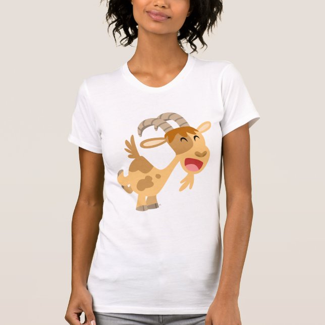 Niedlich Happy Cartoon Ziege Frauen T - Shirt (Vorderseite)