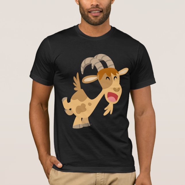 Niedlich Happy Cartoon Ziege T - Shirt (Vorderseite)