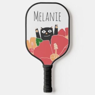 Niedlich Happy Cat Spring Blumen Personalisiert Pickleball Schläger