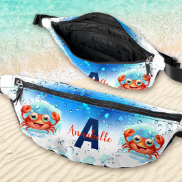 Niedlich Happy Crab Blauer Sommerurlaub Name Bauchtasche