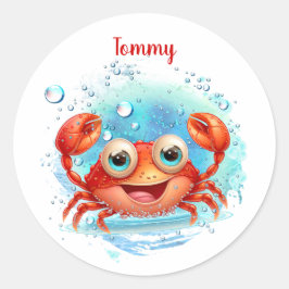 Niedlich Happy Crab individuelle Name Aufkleber