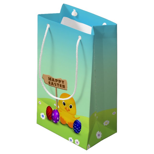 Niedlich Happy Easter Baby Chick Kleine Geschenktüte (Vorderseite Schrägansicht)