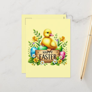 Niedlich Happy Easter chick Feiertagspostkarte