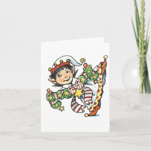 Niedlich Happy Elf Dancing, Retro Weihnachten Cart