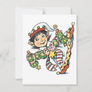Niedlich Happy Elf Dancing, Retro Weihnachten Cart