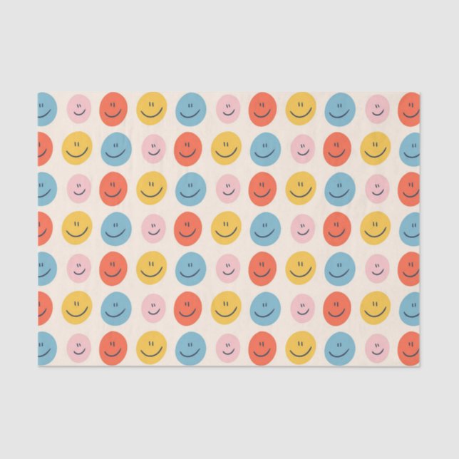 Niedlich Happy Face Blobs Spotty Fun Pattern Seidenpapier (Vorderseite)