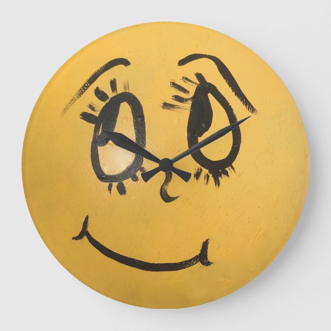 Niedlich Happy Face Große Wanduhr (Vorderseite)