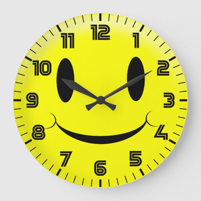 Niedlich Happy Face Große Wanduhr (Vorderseite)