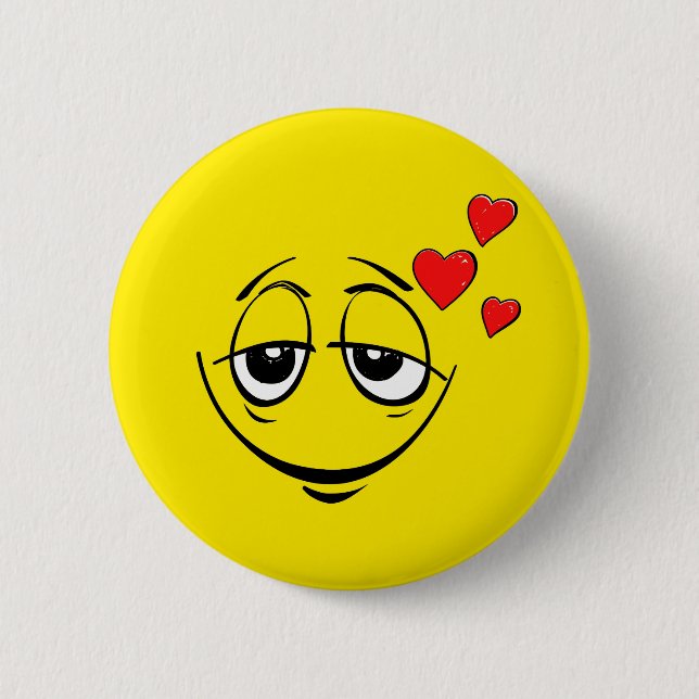 Niedlich Happy Face Liebe Emoji Button (Vorderseite)