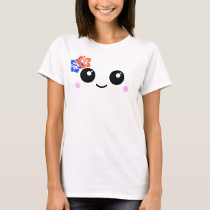 Niedlich Happy Face mit Hibiskus Blume T - Shirt