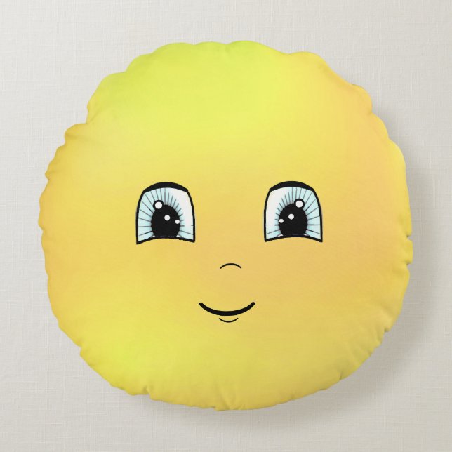 Niedlich Happy Face Rundes Kissen (Vorderseite)