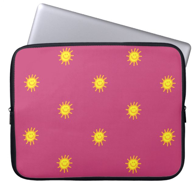 Niedlich Happy Face Sunshine Sun Pattern Pink Girl Laptopschutzhülle (Vorderseite)