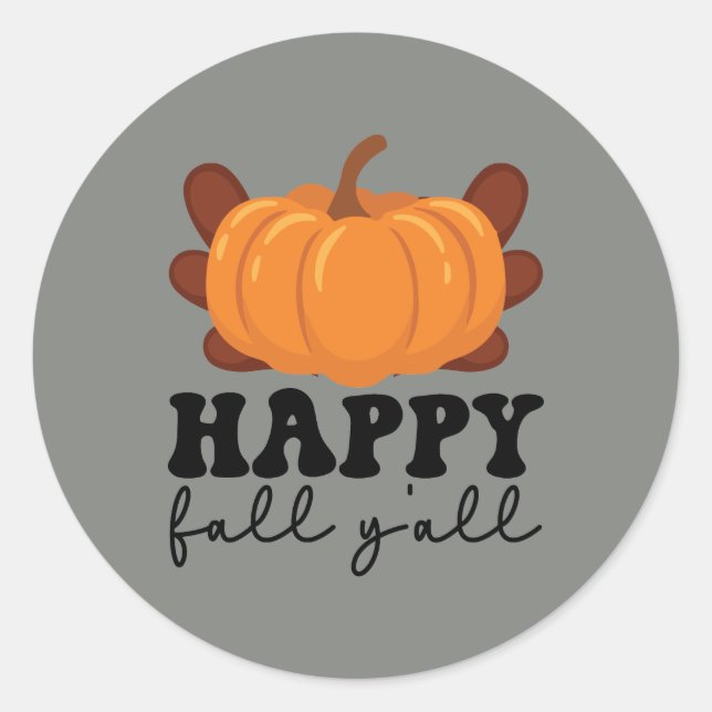 Niedlich Happy Fall Saisonkürbis Runder Aufkleber (Vorderseite)