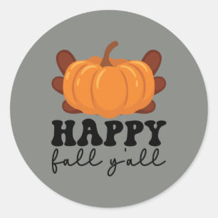 Niedlich Happy Fall Saisonkürbis Runder Aufkleber