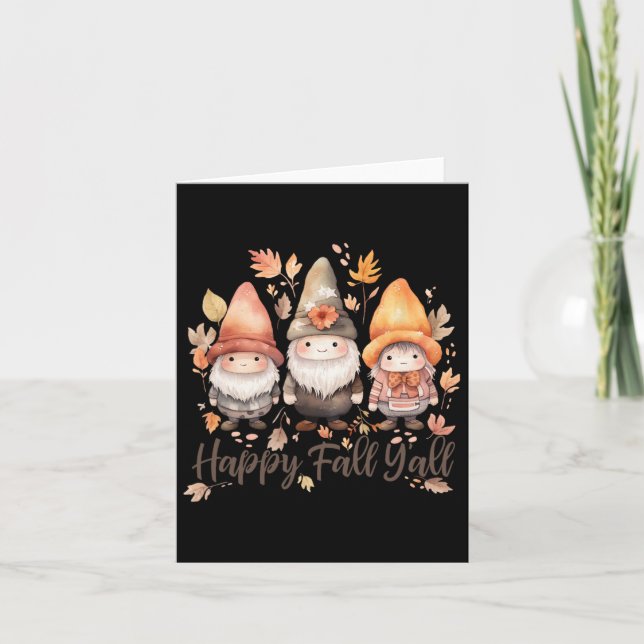 Niedlich Happy Fall Y'all Gnomes FrauenHalloween-C Karte (Vorderseite)