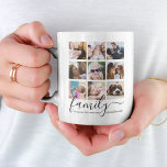 Niedlich Happy Family Foto Collage Kaffeetasse<br><div class="desc">Moderne Tasse mit einer 18-Foto-Collage von Ihnen,  Ihrer Familie und Freunden,  und dem niedlichen Sprichwort "Familie ist jeder,  der Sie bedingungslos Lieben" in einem trendigen Drehbuch und Serif-Schriftart.</div>