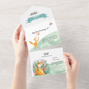 Niedlich Happy Fox Überraschung Geburtstagsparty All In One Einladung
