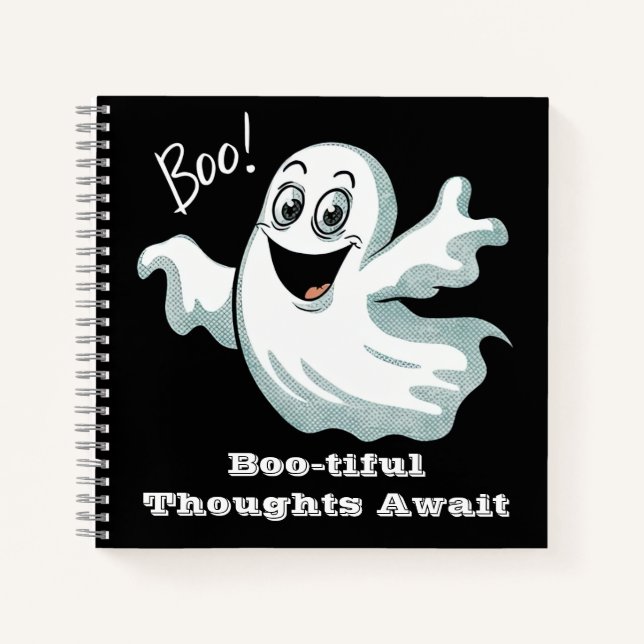 Niedlich Happy Ghost Notizbuch (Vorderseite)