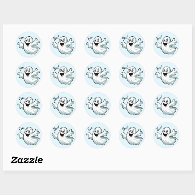 Niedlich Happy Ghost Round Sticker Set (Blatt)