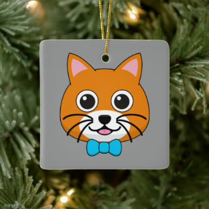 Niedlich Happy Ginger Cat mit Papillon Keramikornament