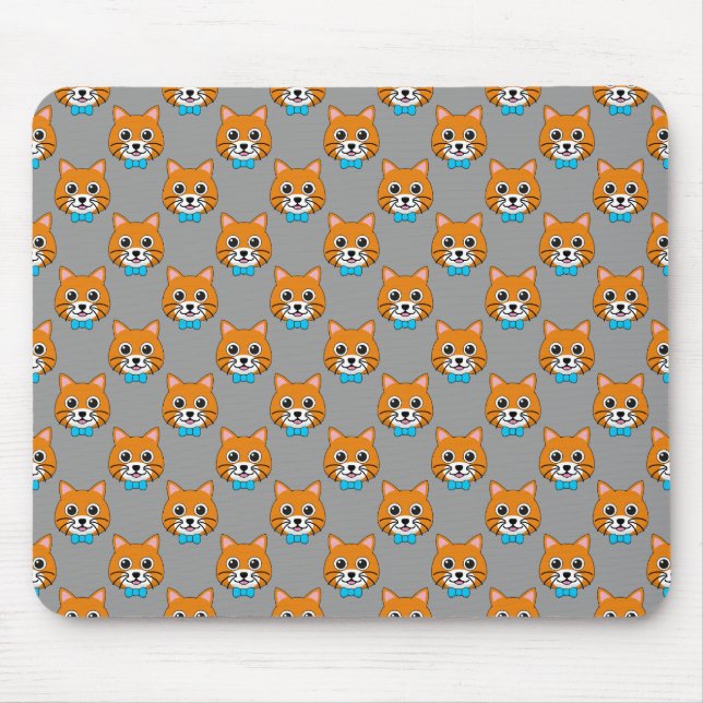 Niedlich Happy Ginger Cat mit Papillon Mousepad (Vorne)
