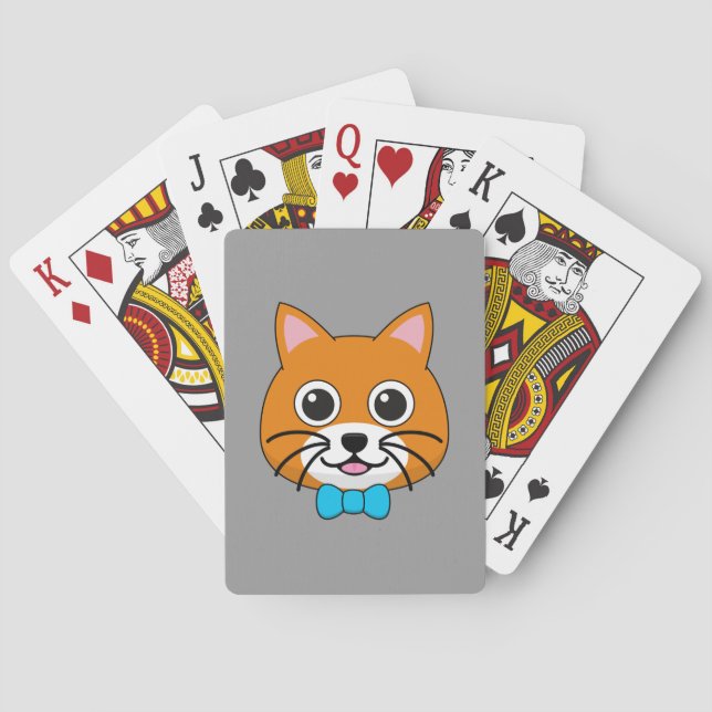 Niedlich Happy Ginger Cat mit Papillon Spielkarten (Rückseite)