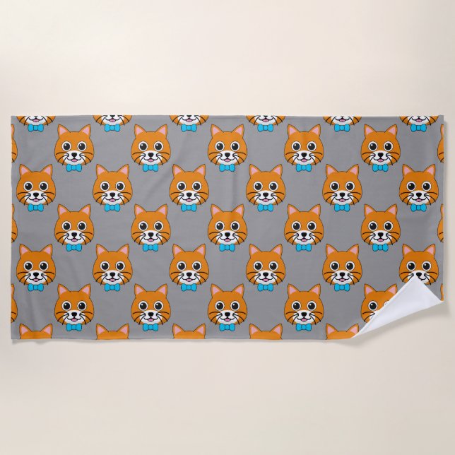 Niedlich Happy Ginger Cat mit Papillon Strandtuch (Vorderseite)