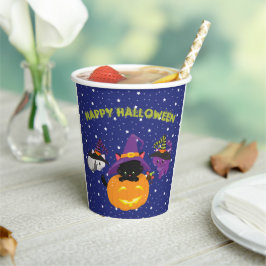 Niedlich Happy Halloween Black Cat Pumpkin Pappbecher