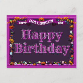 Niedlich Happy Halloween/Geburtstag Postkarte