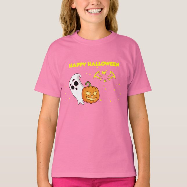 Niedlich Happy Halloween Ghost Kürbis Spritzer beä T-Shirt (Vorderseite)
