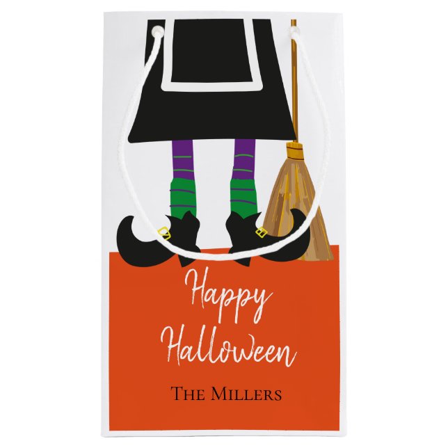 Niedlich Happy Halloween Hexenleder Personalisiert Kleine Geschenktüte (Rückseite)