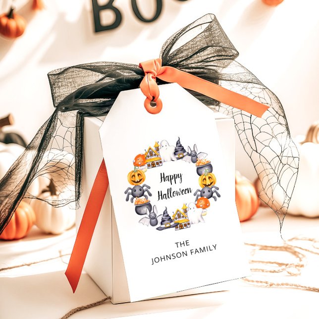 Niedlich Happy Halloween Illustration Party Geschenkanhänger (Cute Happy Halloween Illustration Party Gift Tags)