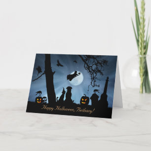 Niedlich Happy Halloween Individuelle Name Hund un Karte