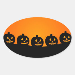 Niedlich Happy Halloween Kürbislaterne Ovaler Aufkleber