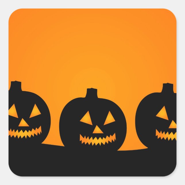 Niedlich Happy Halloween Kürbislaterne Quadratischer Aufkleber (Vorderseite)
